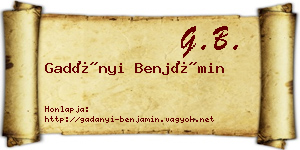 Gadányi Benjámin névjegykártya